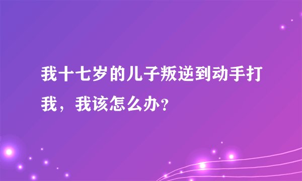 我十七岁的儿子叛逆到动手打我，我该怎么办？