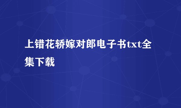 上错花轿嫁对郎电子书txt全集下载
