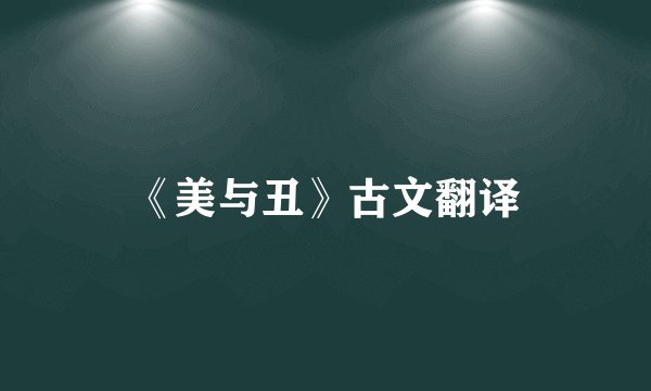 《美与丑》古文翻译
