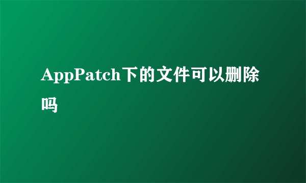 AppPatch下的文件可以删除吗