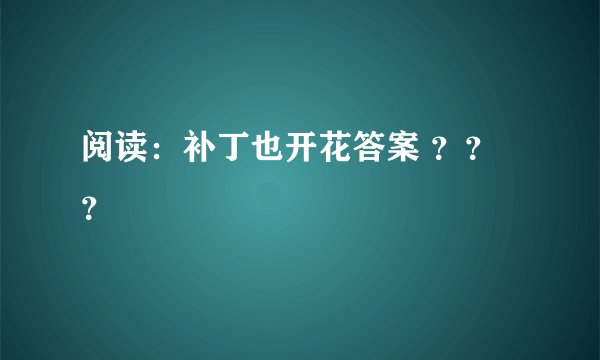 阅读：补丁也开花答案 ？？？