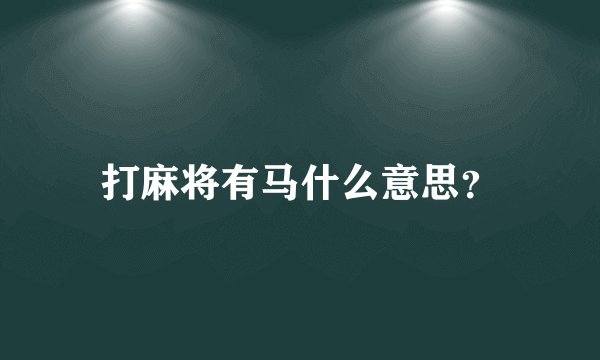 打麻将有马什么意思？