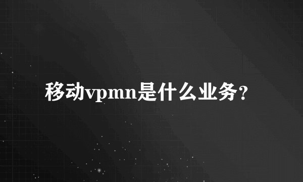 移动vpmn是什么业务？