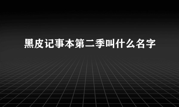 黑皮记事本第二季叫什么名字