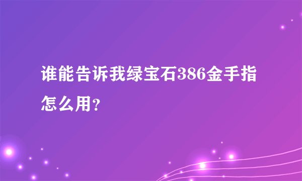 谁能告诉我绿宝石386金手指怎么用？
