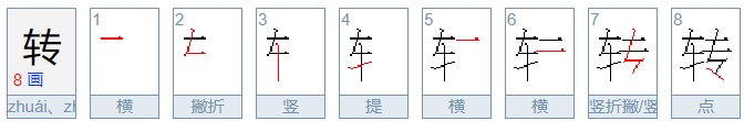 转的笔顺笔画