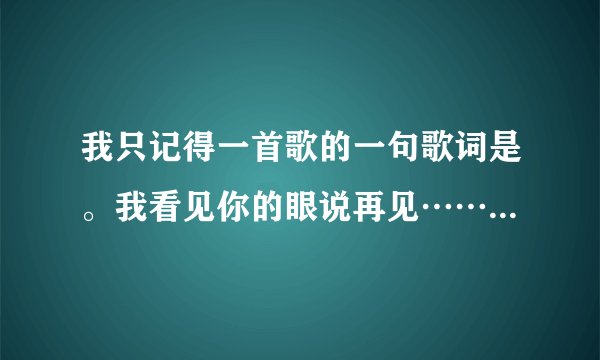 我只记得一首歌的一句歌词是。我看见你的眼说再见…… 请问有知道是什么歌？