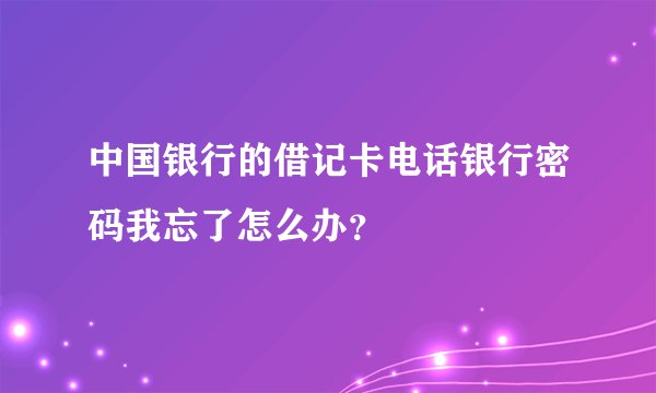 中国银行的借记卡电话银行密码我忘了怎么办？