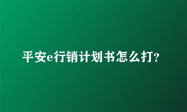 平安e行销计划书怎么打？