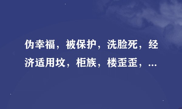 伪幸福，被保护，洗脸死，经济适用坟，柜族，楼歪歪，单挑门，独二代，寂寞党分别是什么意思？