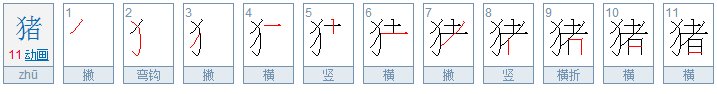 猪字的笔画顺序怎么写