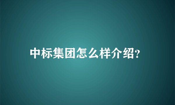 中标集团怎么样介绍？