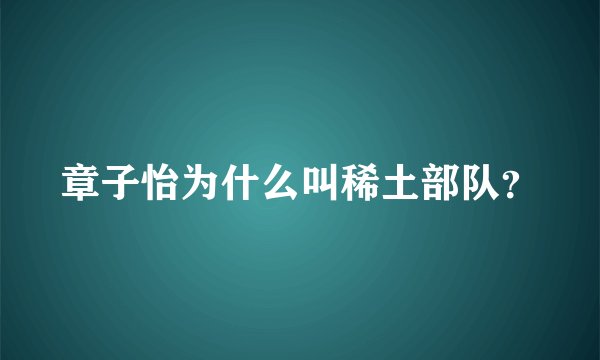 章子怡为什么叫稀土部队？
