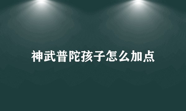 神武普陀孩子怎么加点