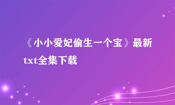 《小小爱妃偷生一个宝》最新txt全集下载