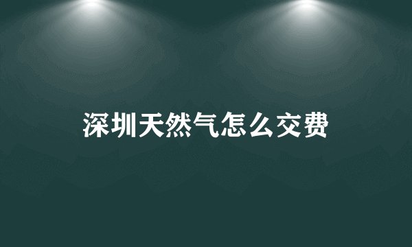 深圳天然气怎么交费