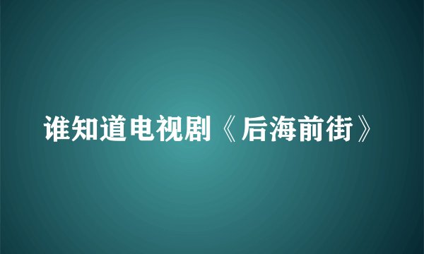 谁知道电视剧《后海前街》