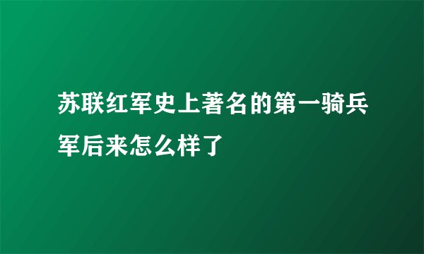 苏联红军史上著名的第一骑兵军后来怎么样了