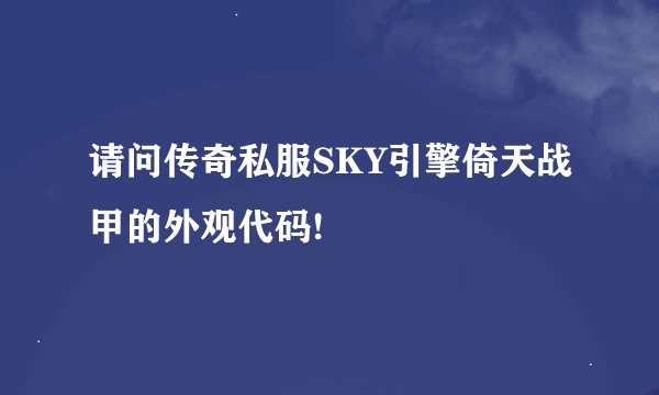 请问传奇私服SKY引擎倚天战甲的外观代码!