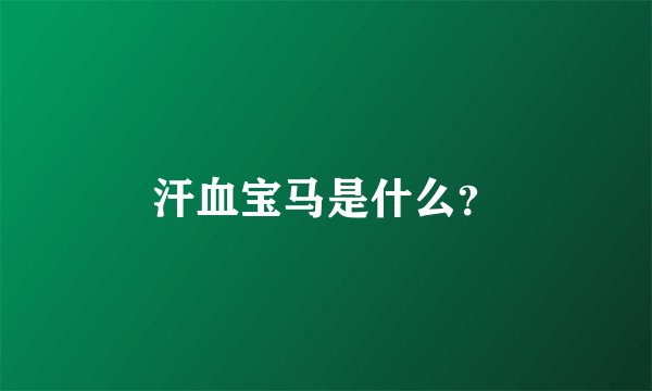 汗血宝马是什么？