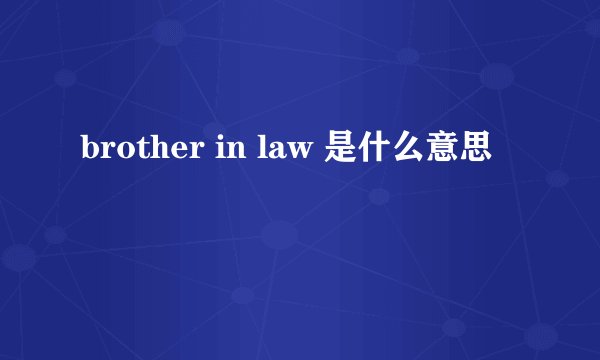 brother in law 是什么意思