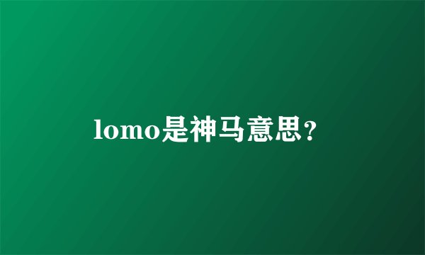 lomo是神马意思？