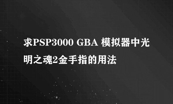 求PSP3000 GBA 模拟器中光明之魂2金手指的用法
