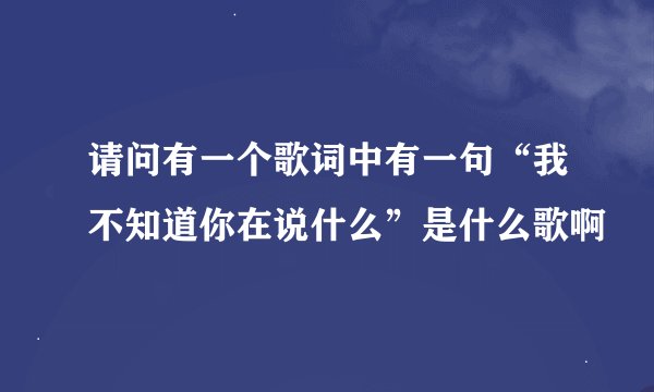 请问有一个歌词中有一句“我不知道你在说什么”是什么歌啊