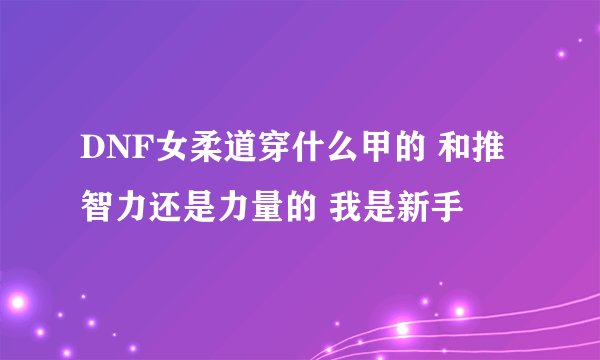 DNF女柔道穿什么甲的 和推智力还是力量的 我是新手