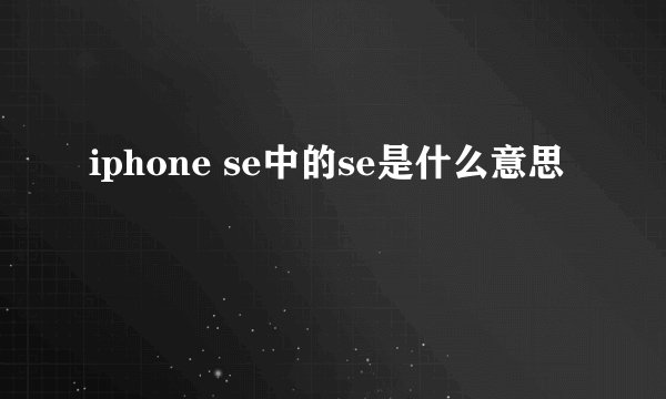 iphone se中的se是什么意思