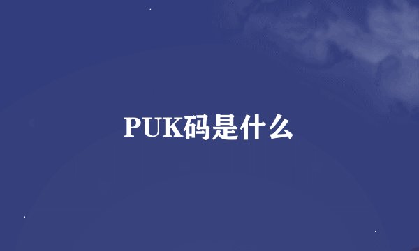 PUK码是什么
