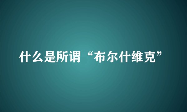 什么是所谓“布尔什维克”