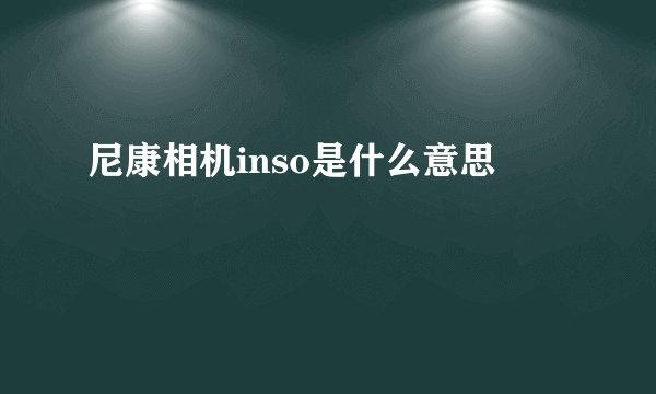尼康相机inso是什么意思