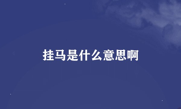挂马是什么意思啊