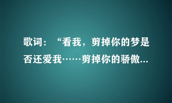 歌词：“看我，剪掉你的梦是否还爱我……剪掉你的骄傲……不妙不妙不妙……”是哪首歌？