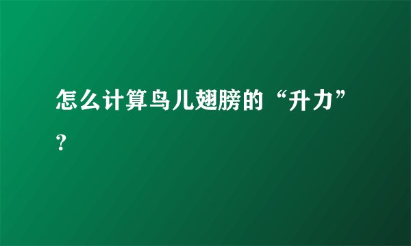 怎么计算鸟儿翅膀的“升力”？