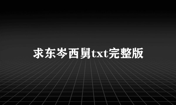 求东岑西舅txt完整版