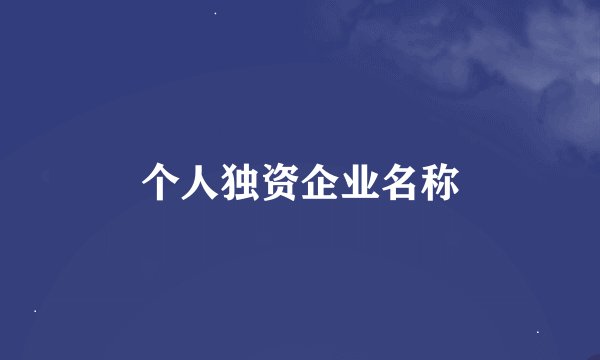 个人独资企业名称