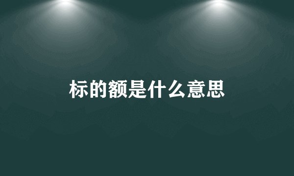 标的额是什么意思