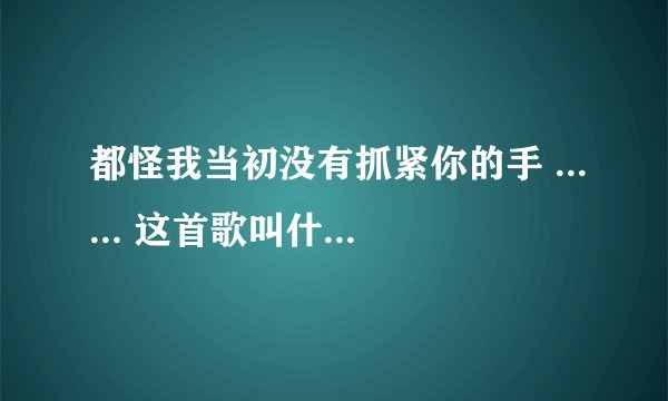 都怪我当初没有抓紧你的手 ...... 这首歌叫什么名字。