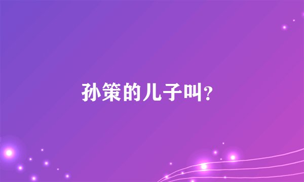 孙策的儿子叫？