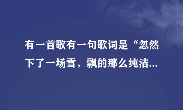 有一首歌有一句歌词是“忽然下了一场雪，飘的那么纯洁，将我埋葬在你的世界。”是什么歌，谁唱的