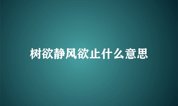 树欲静风欲止什么意思