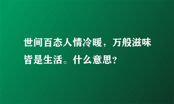 世间百态人情冷暖，万般滋味皆是生活。什么意思？