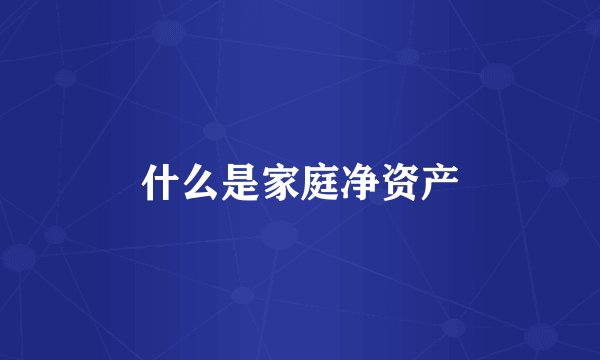 什么是家庭净资产