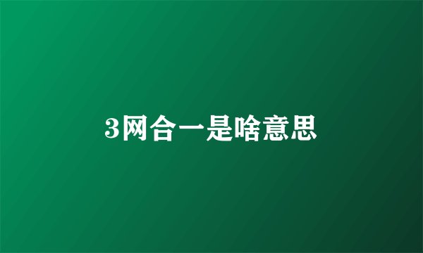 3网合一是啥意思