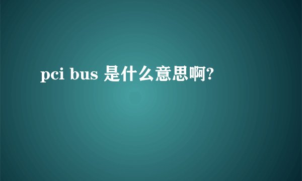 pci bus 是什么意思啊?