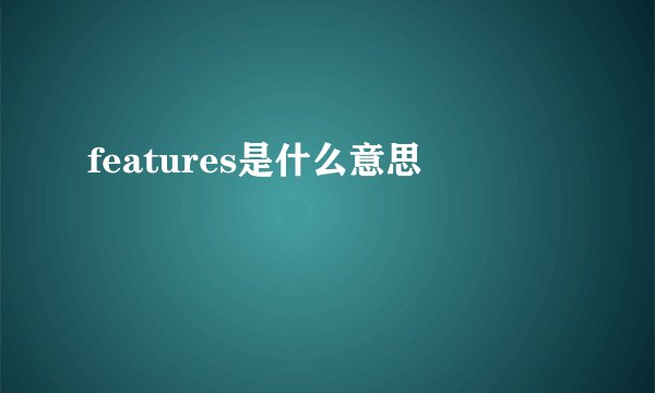 features是什么意思