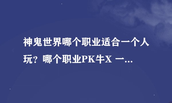 神鬼世界哪个职业适合一个人玩？哪个职业PK牛X 一些？神射手这个职业怎么样 ?