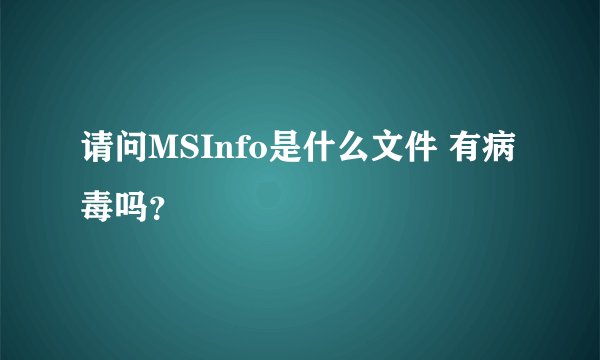 请问MSInfo是什么文件 有病毒吗？